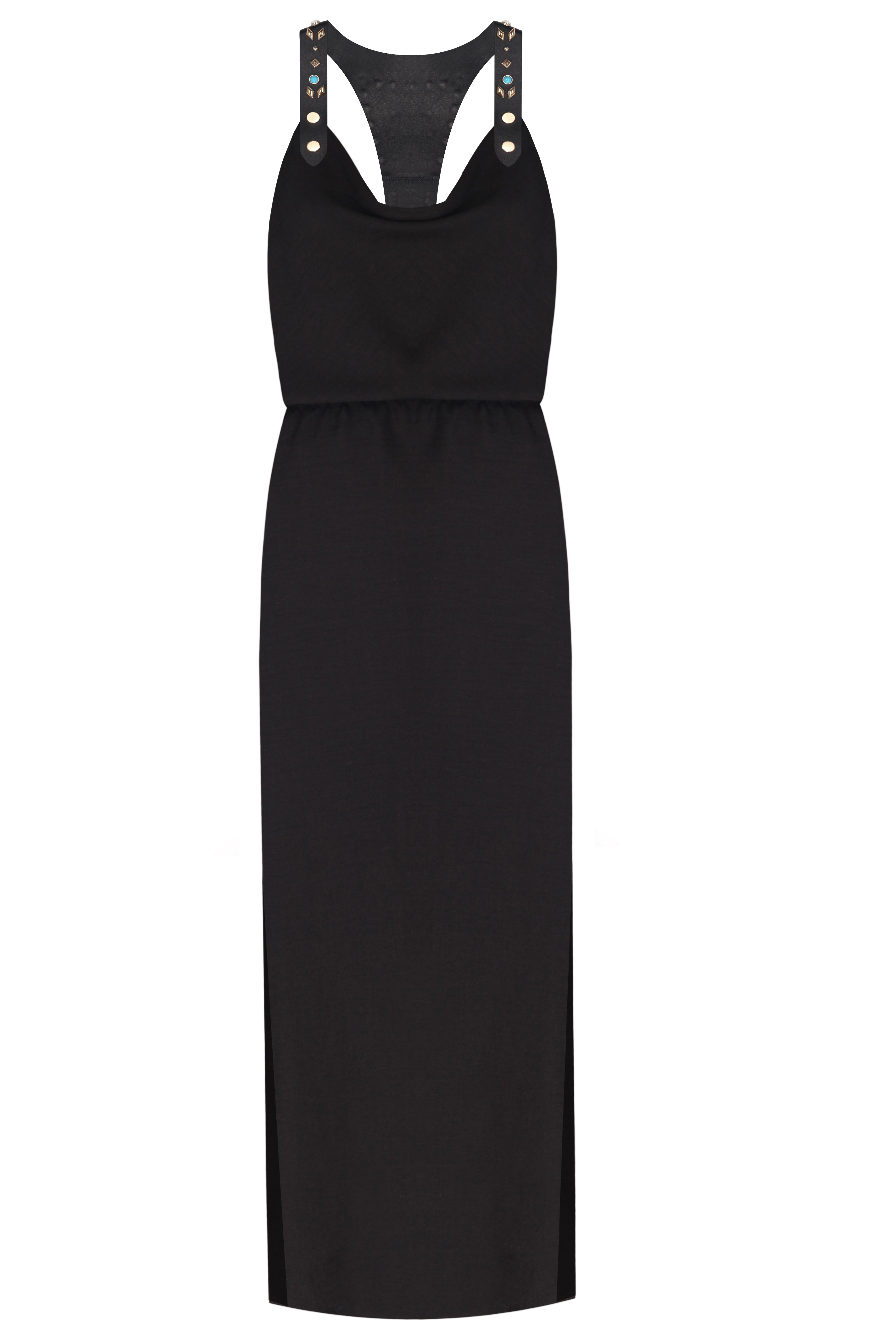 Studded Leather Strapped Dress