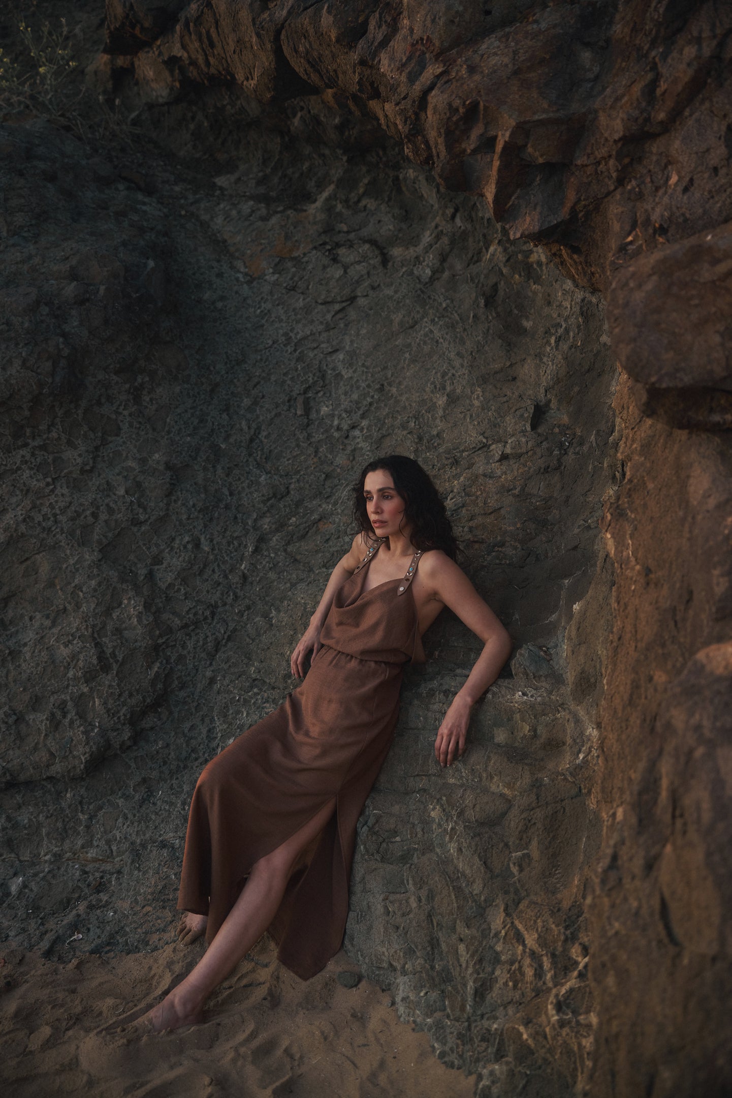 Studded Leather Strapped Dress