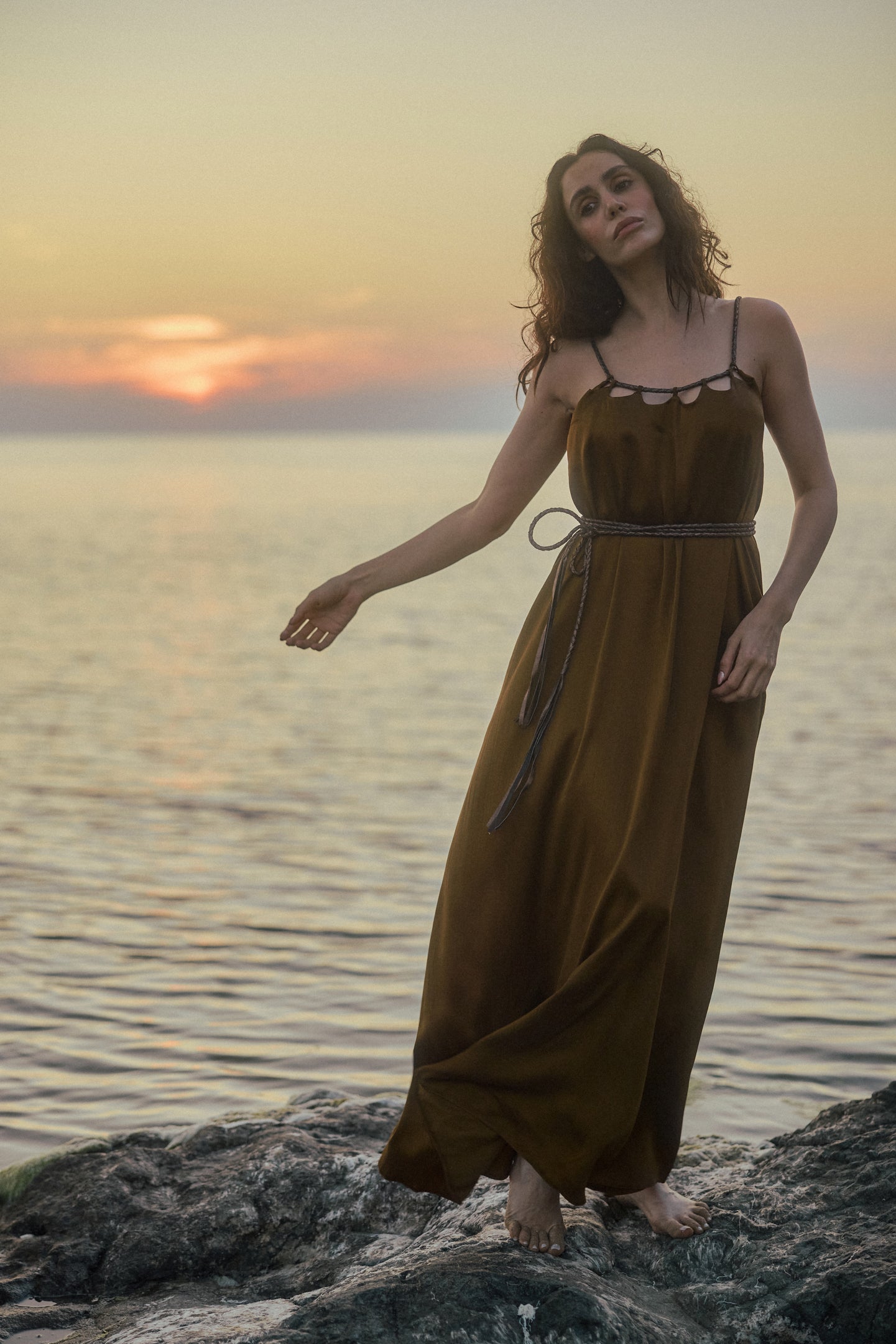 Hand-braided Leather Strap Dress