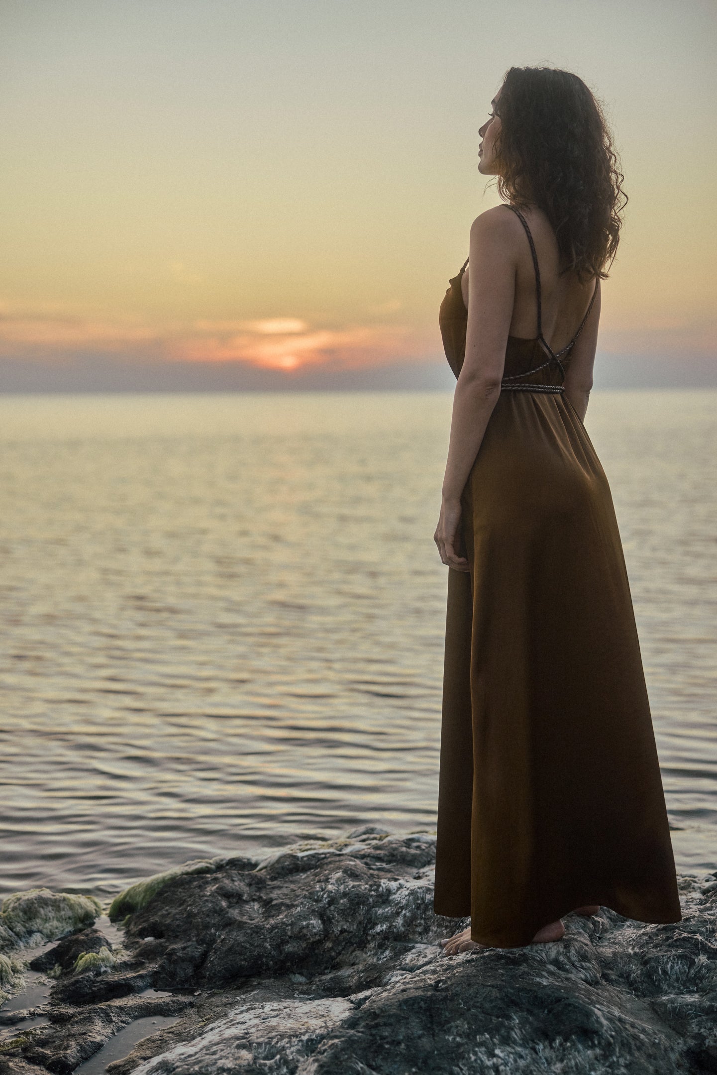 Hand-braided Leather Strap Dress