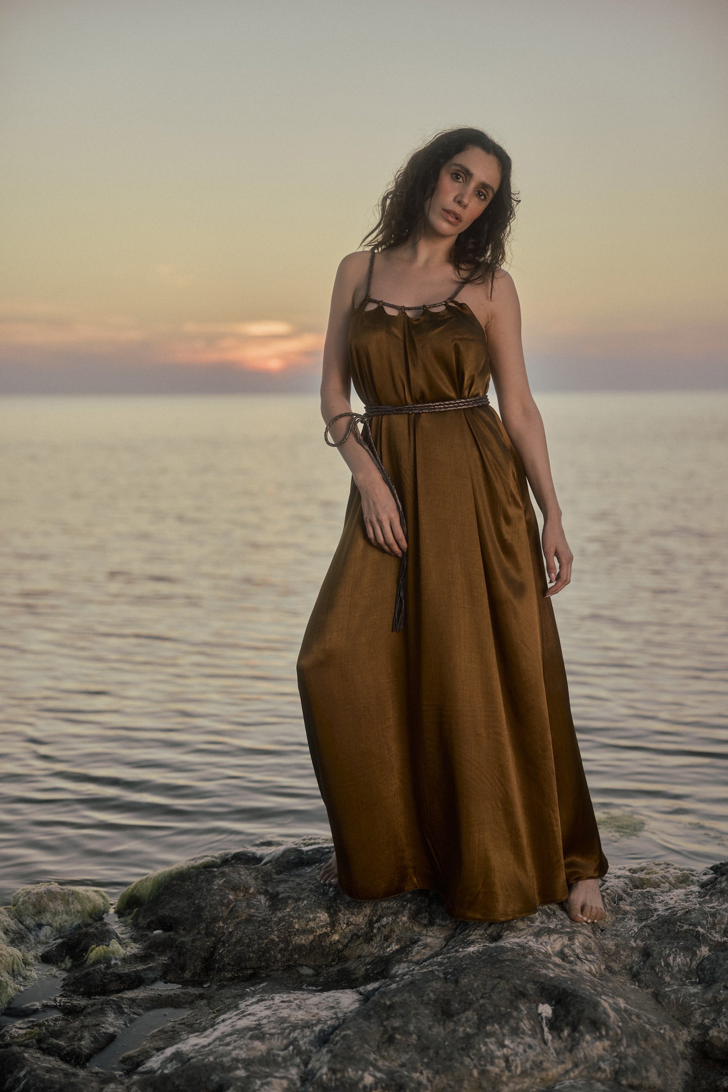 Hand-braided Leather Strap Dress