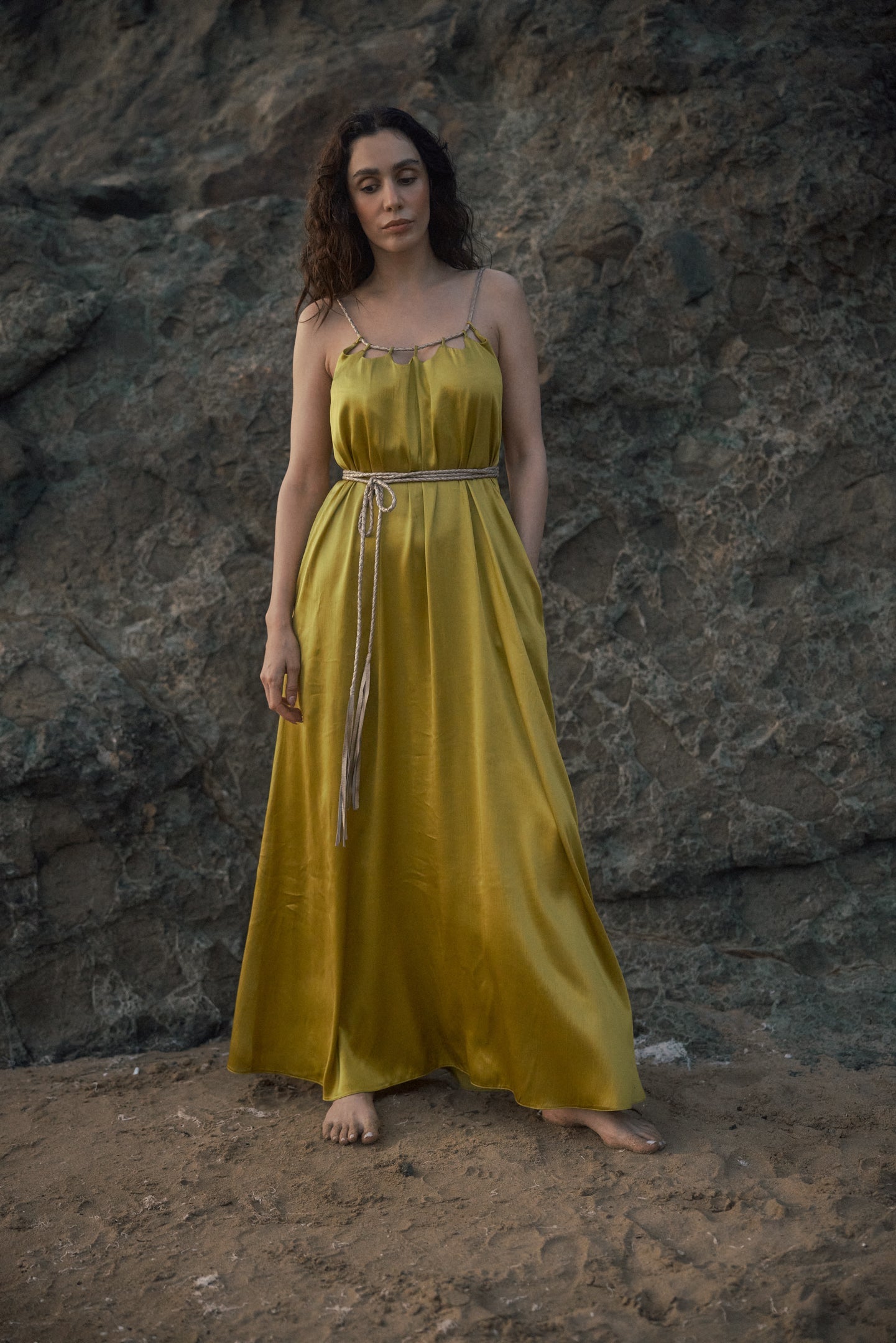 Hand-braided Leather Strap Dress