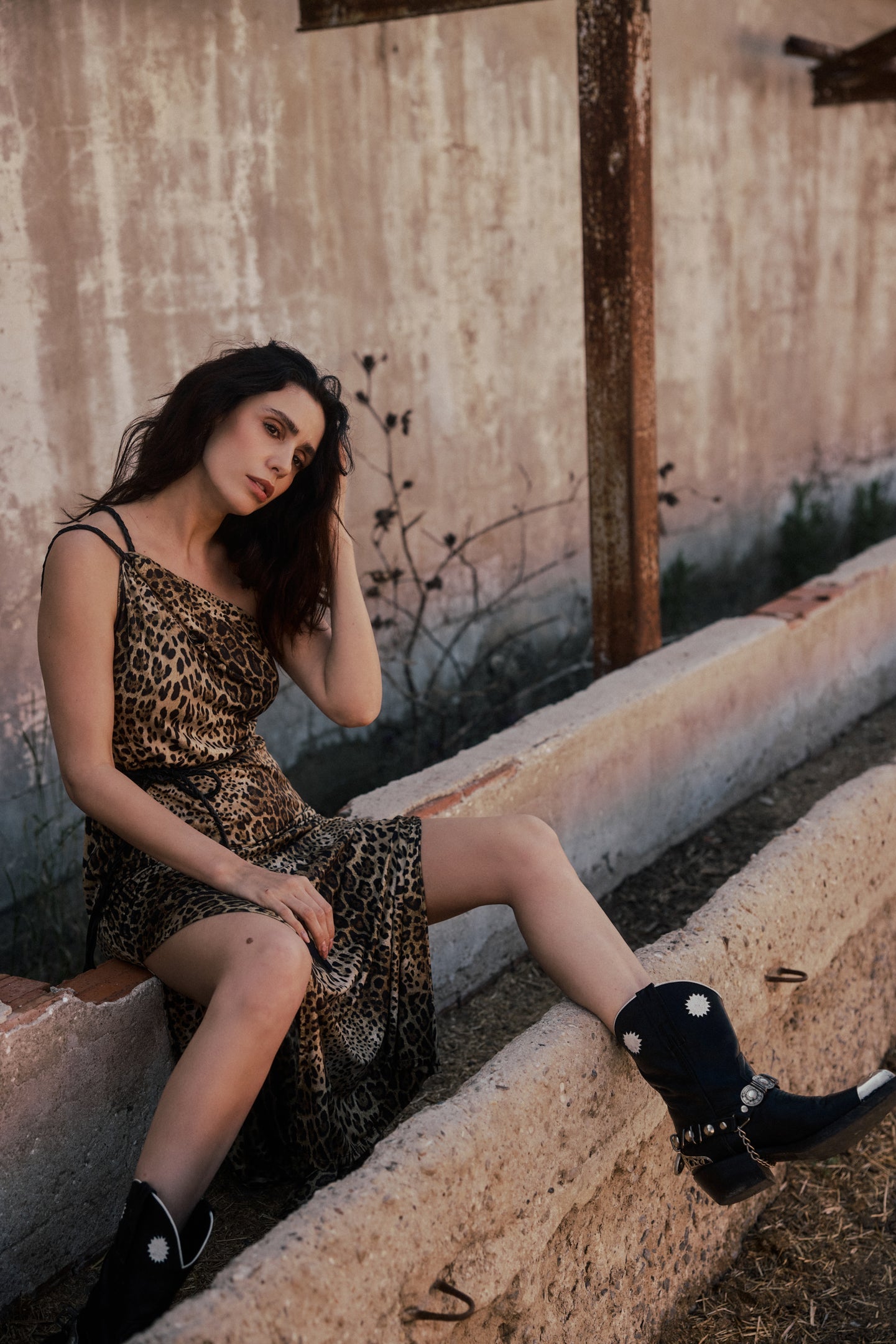 Hand-braided Leather Strap Dress