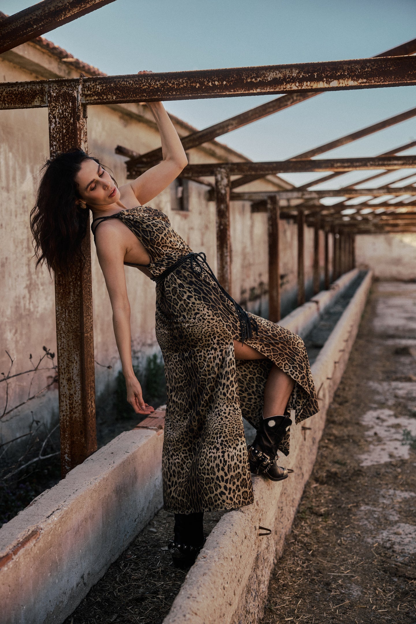 Hand-braided Leather Strap Dress