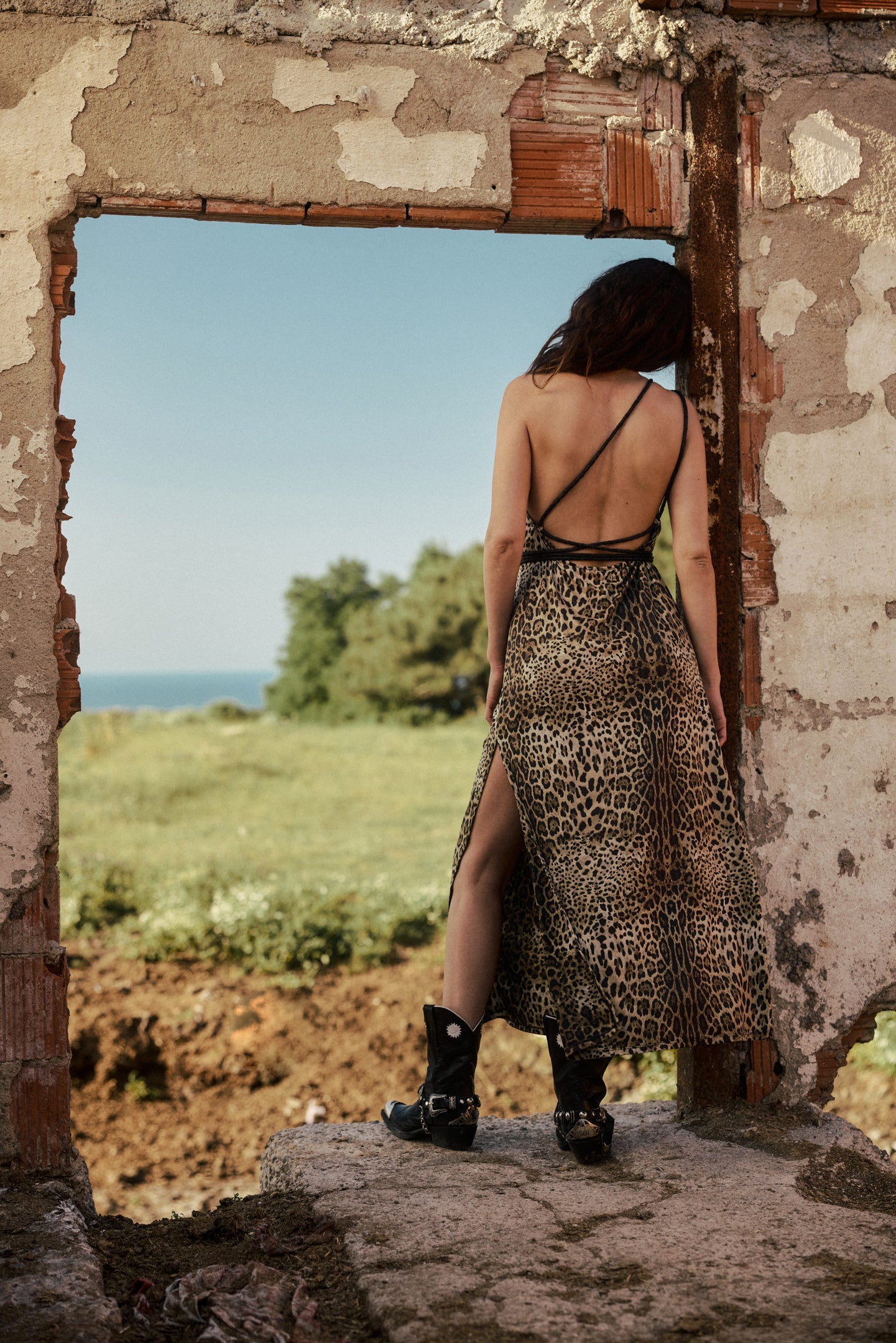 Hand-braided Leather Strap Dress