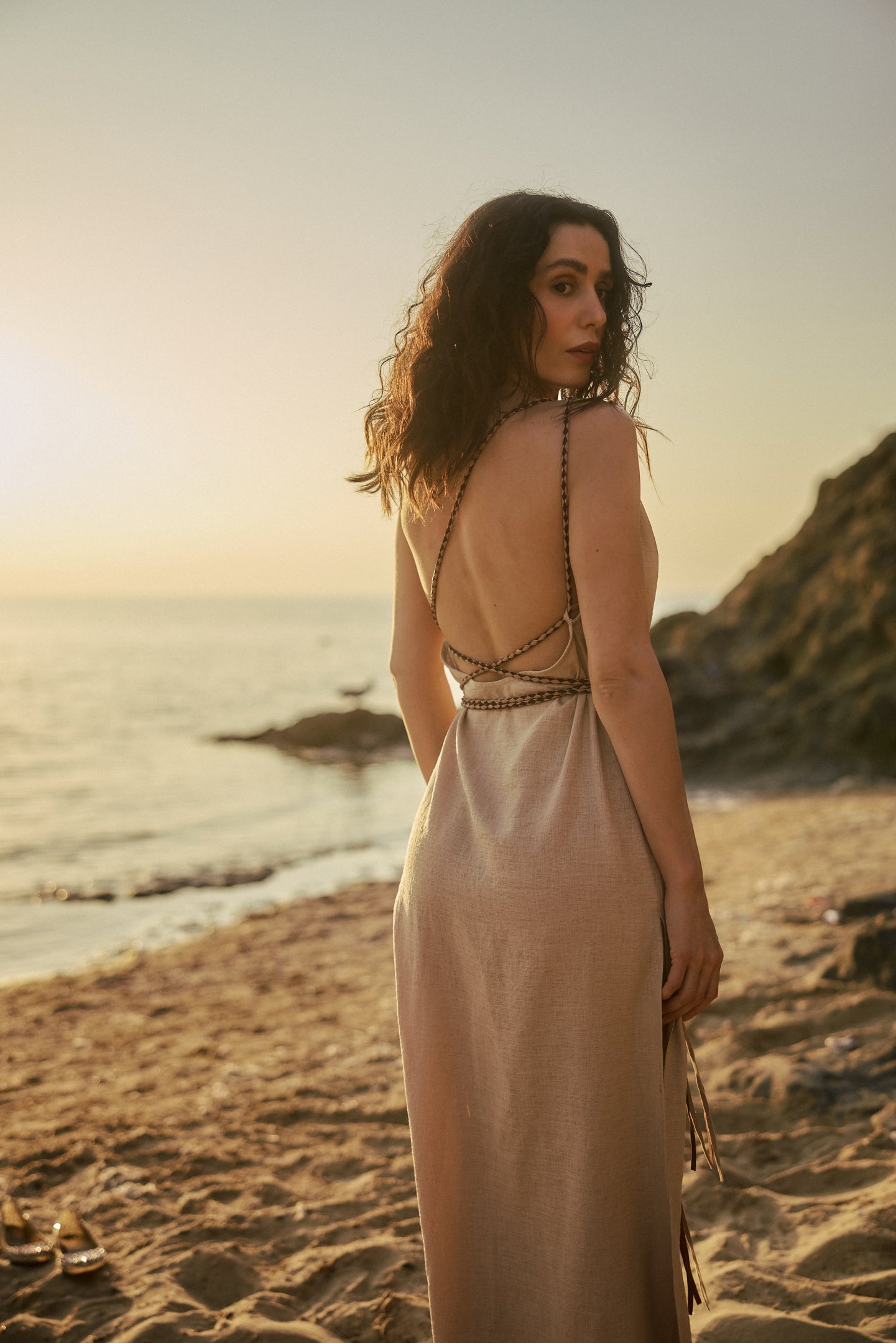 Hand-braided Leather Strap Dress