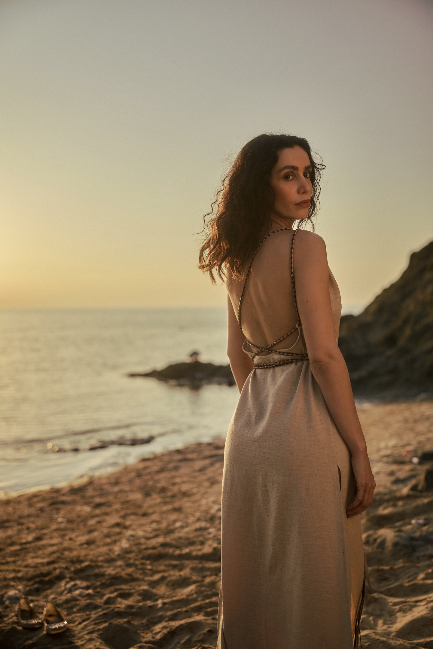 Hand-braided Leather Strap Dress