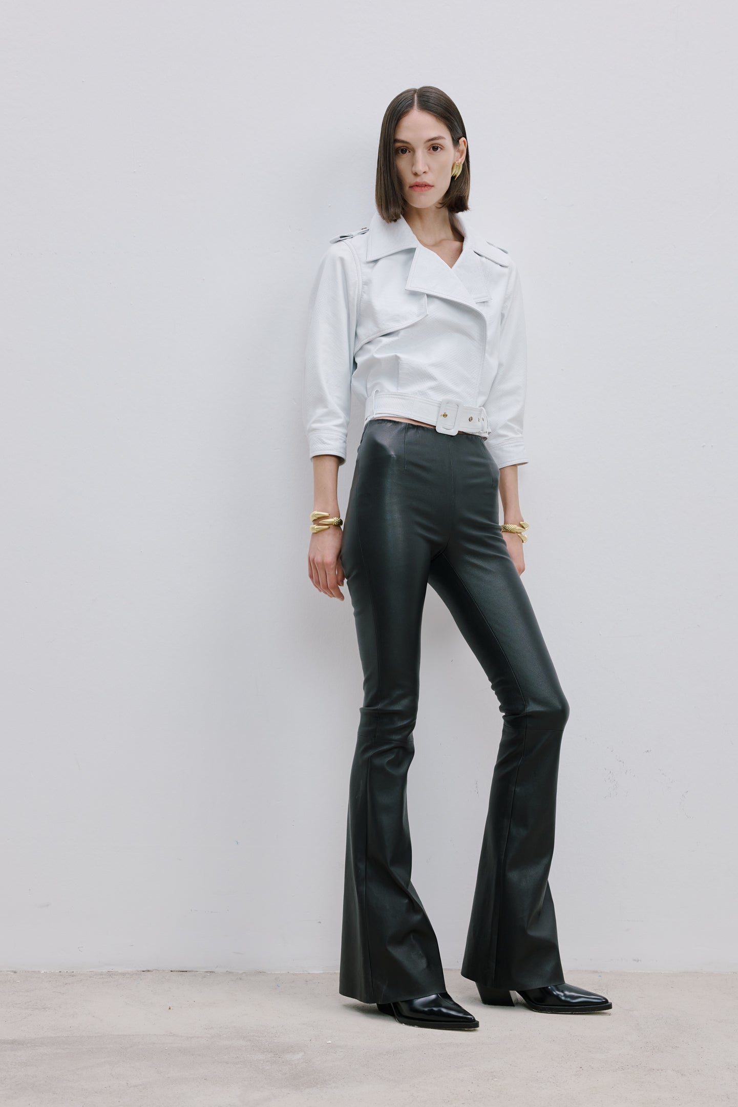 FLARED LEATHER PANTS