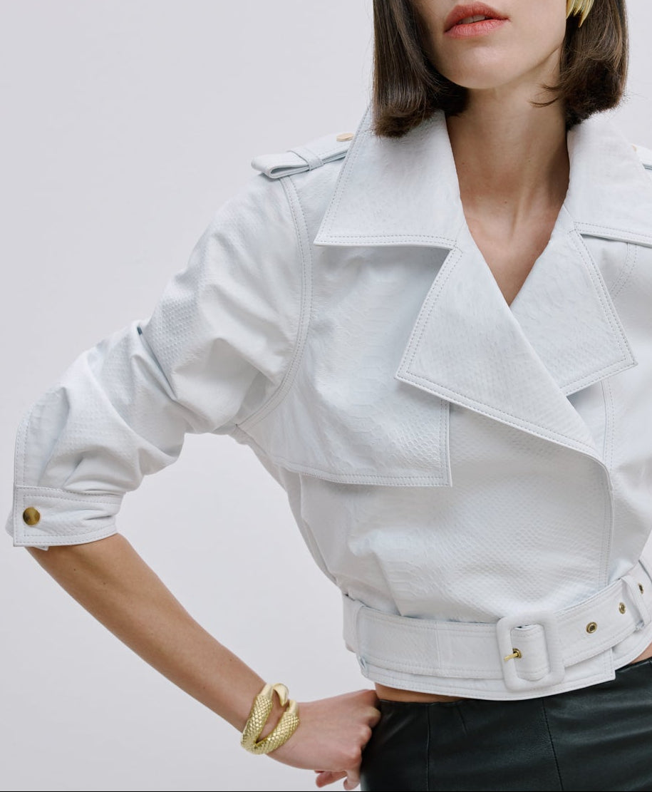 PYTHON PRINTED LEATHER JACKET