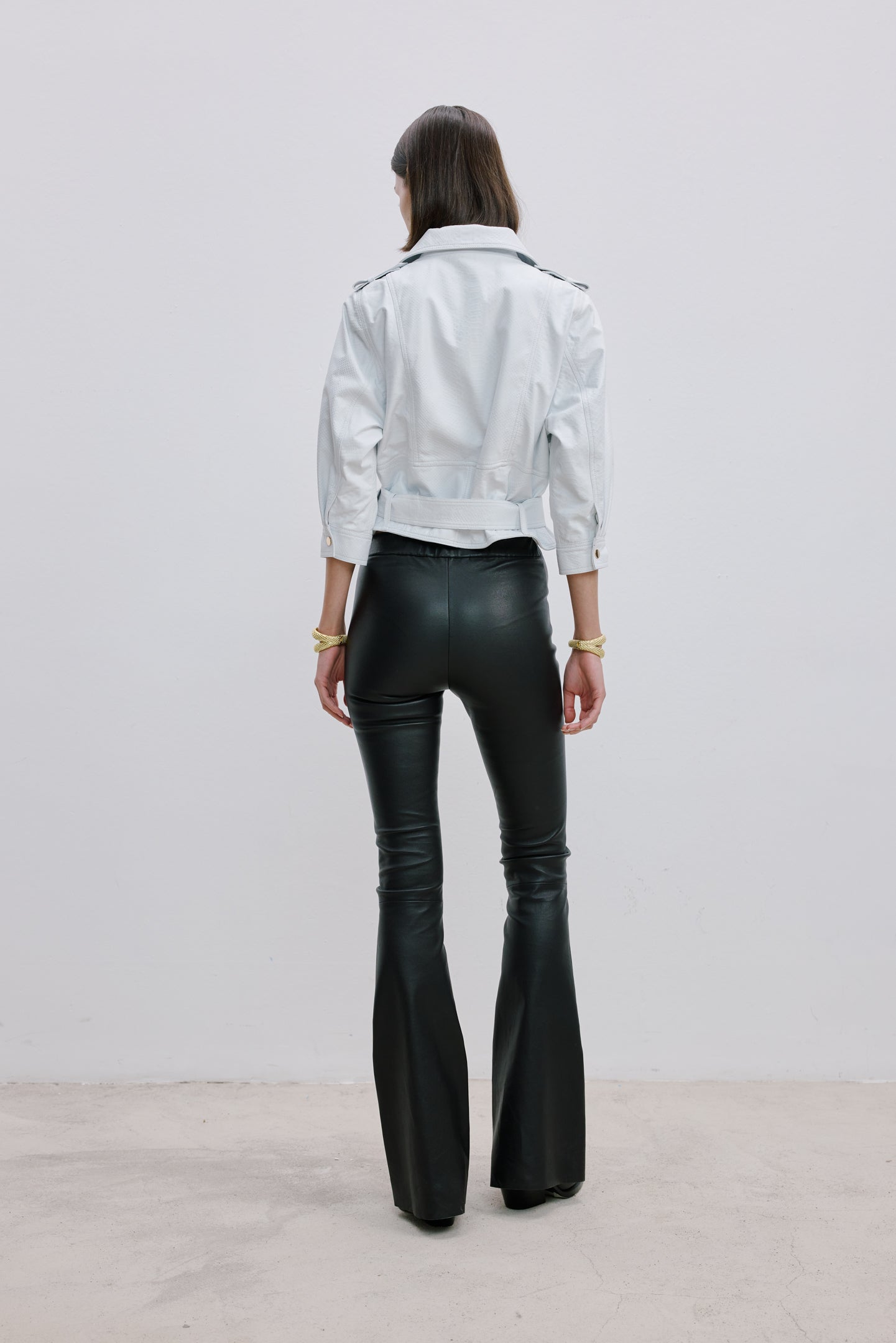 FLARED LEATHER PANTS