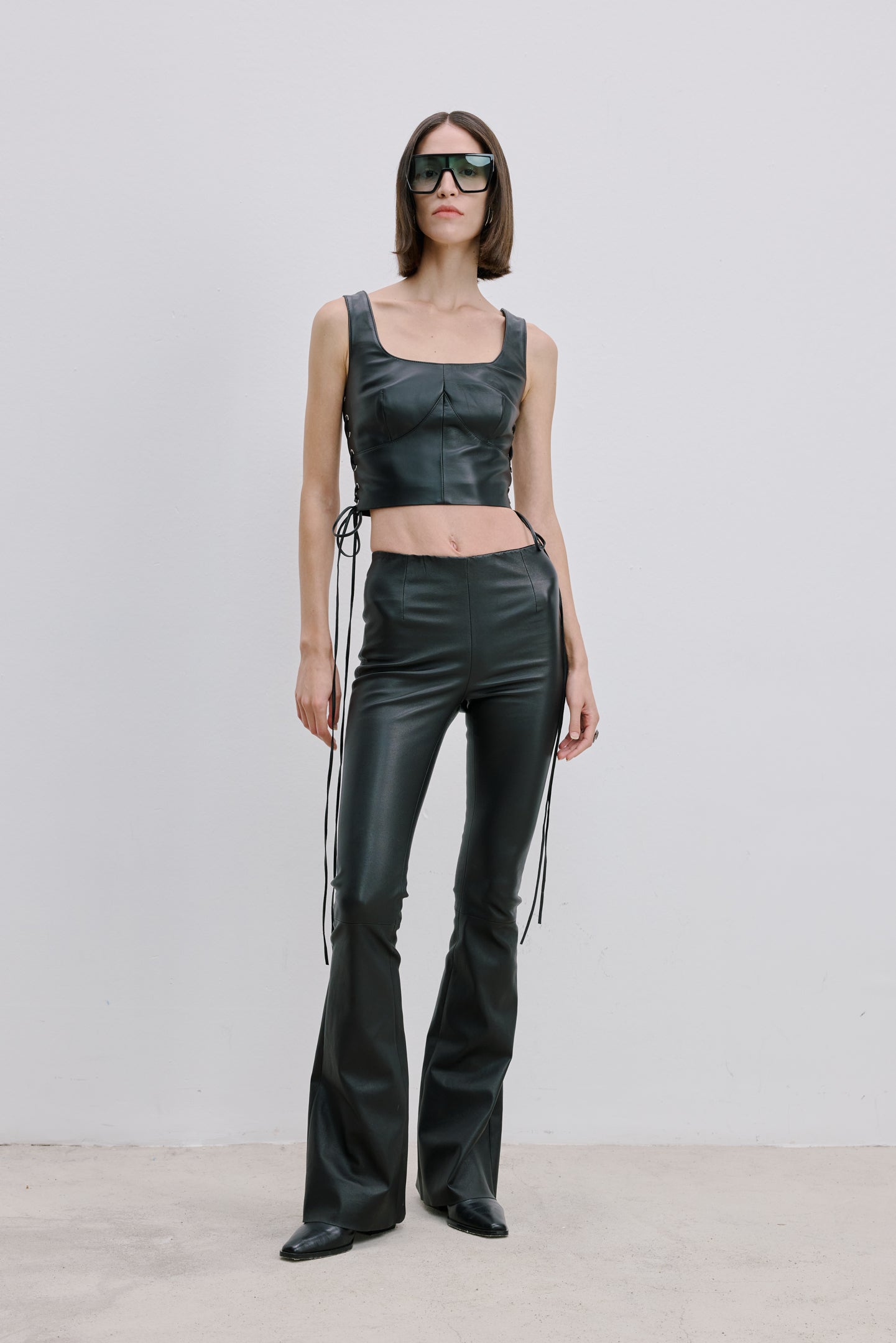 FLARED LEATHER PANTS