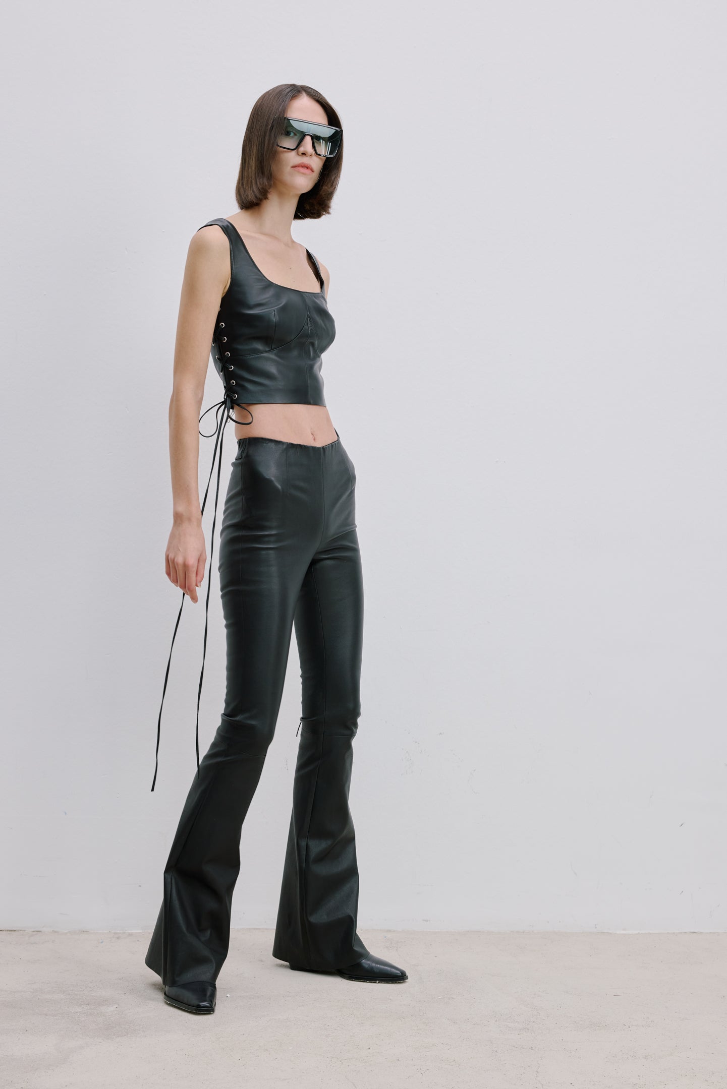 FLARED LEATHER PANTS