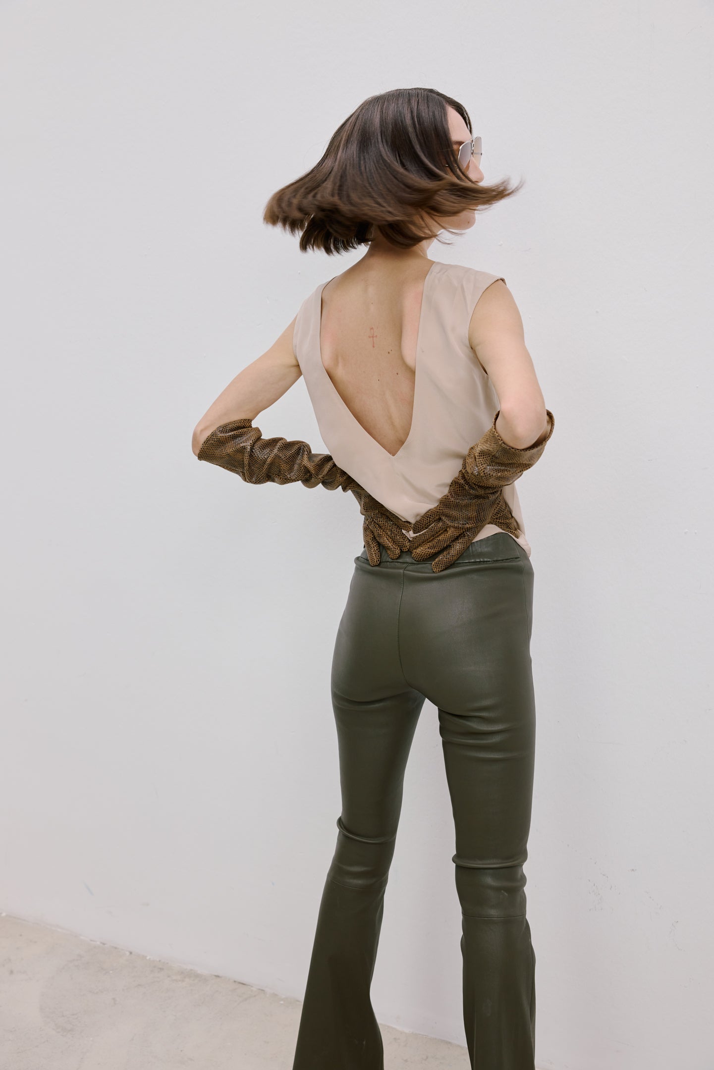 FLARED LEATHER PANTS