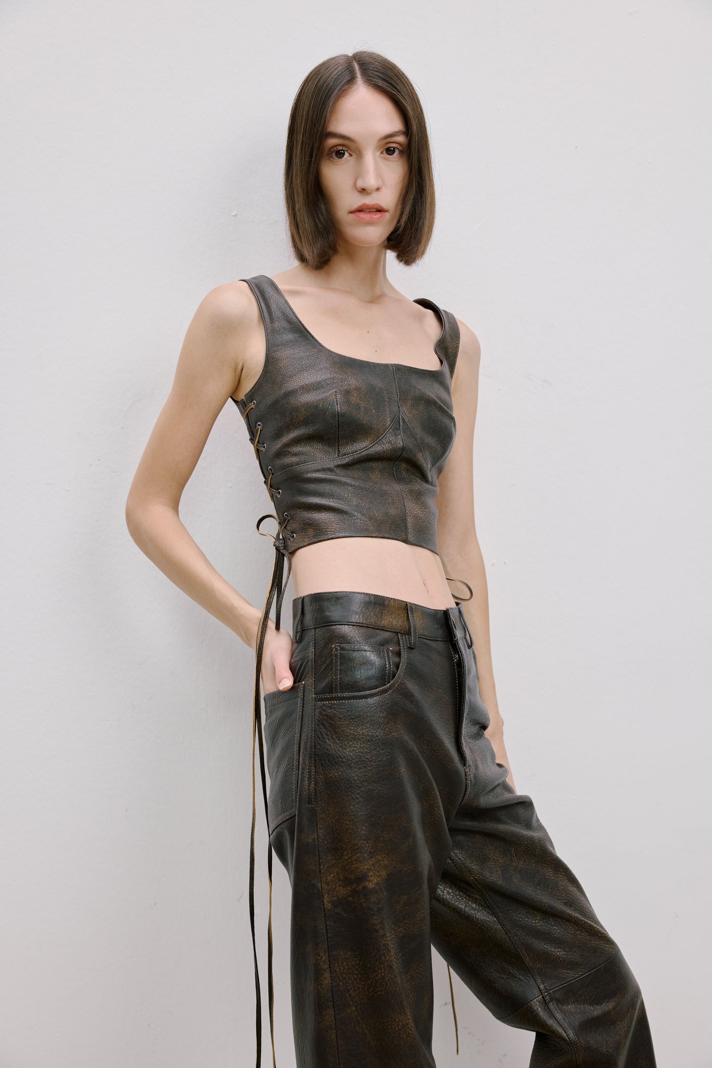 WIDE CUT LEATHER PANTS