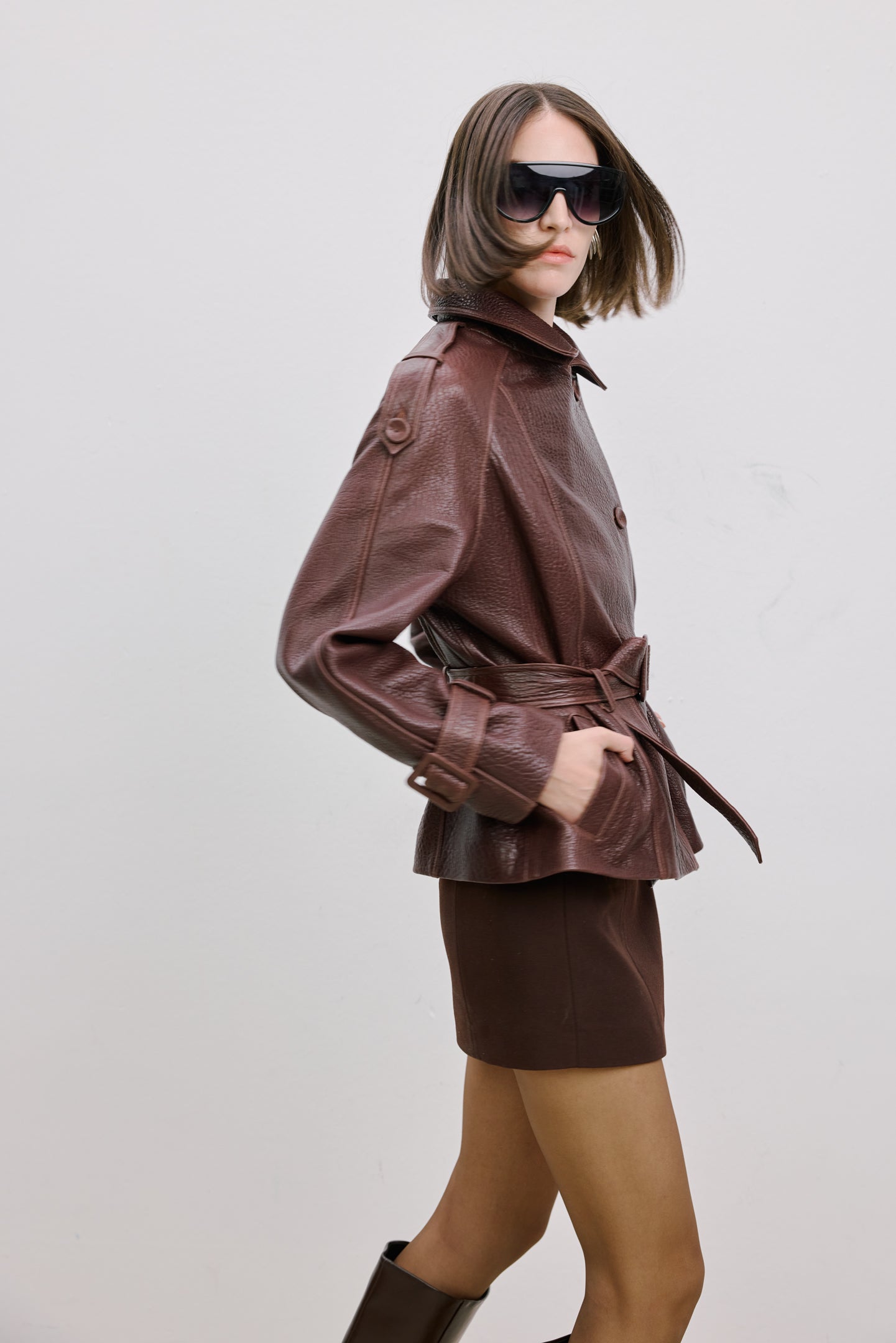 BELTED LEATHER JACKET