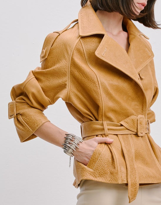 BELTED LEATHER JACKET