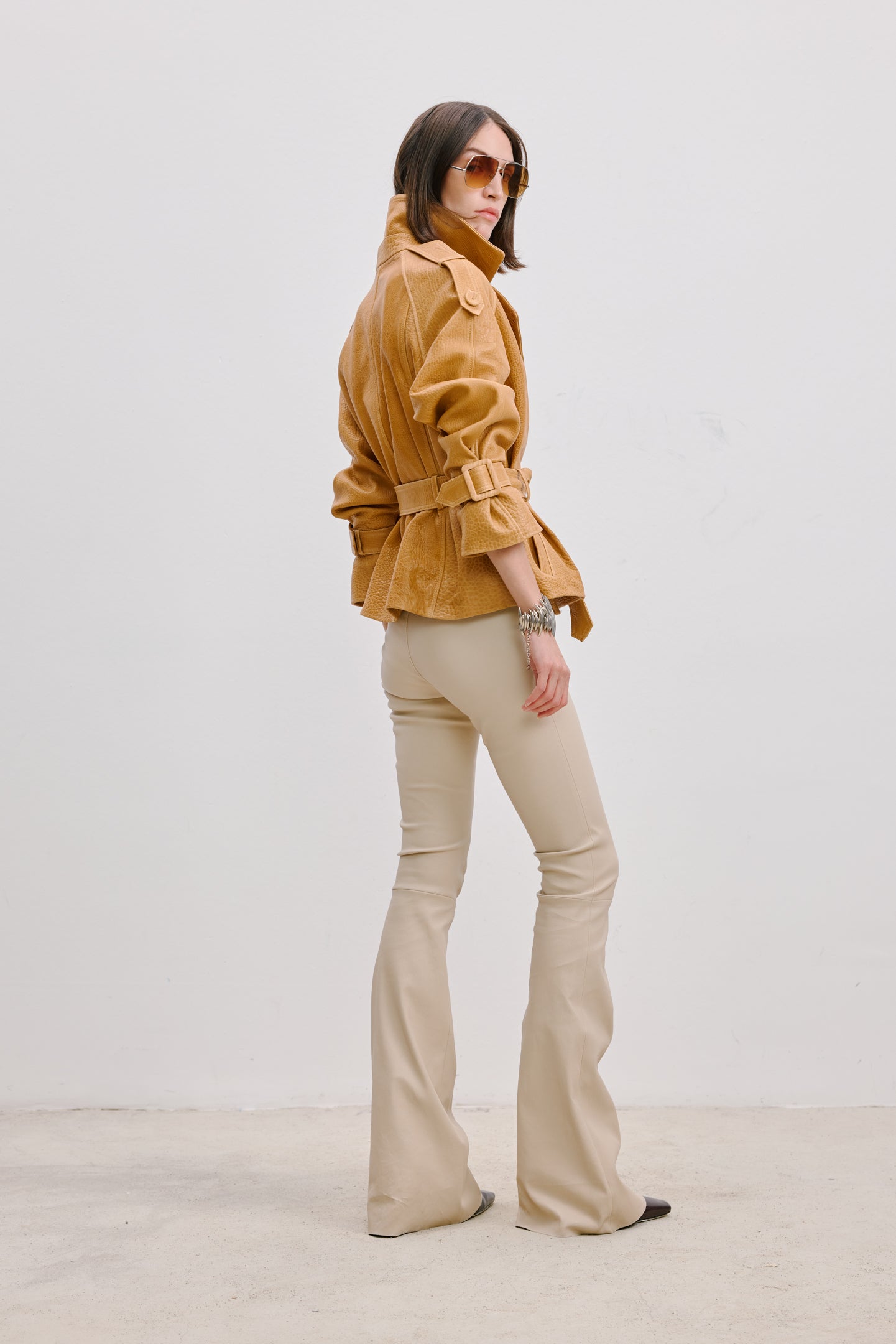 BELTED LEATHER JACKET