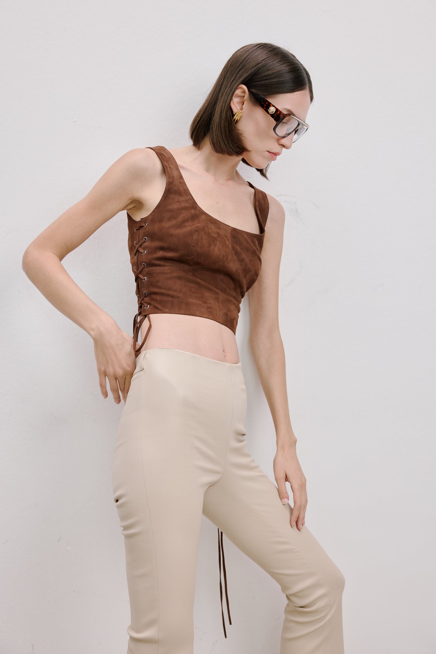 FLARED LEATHER PANTS