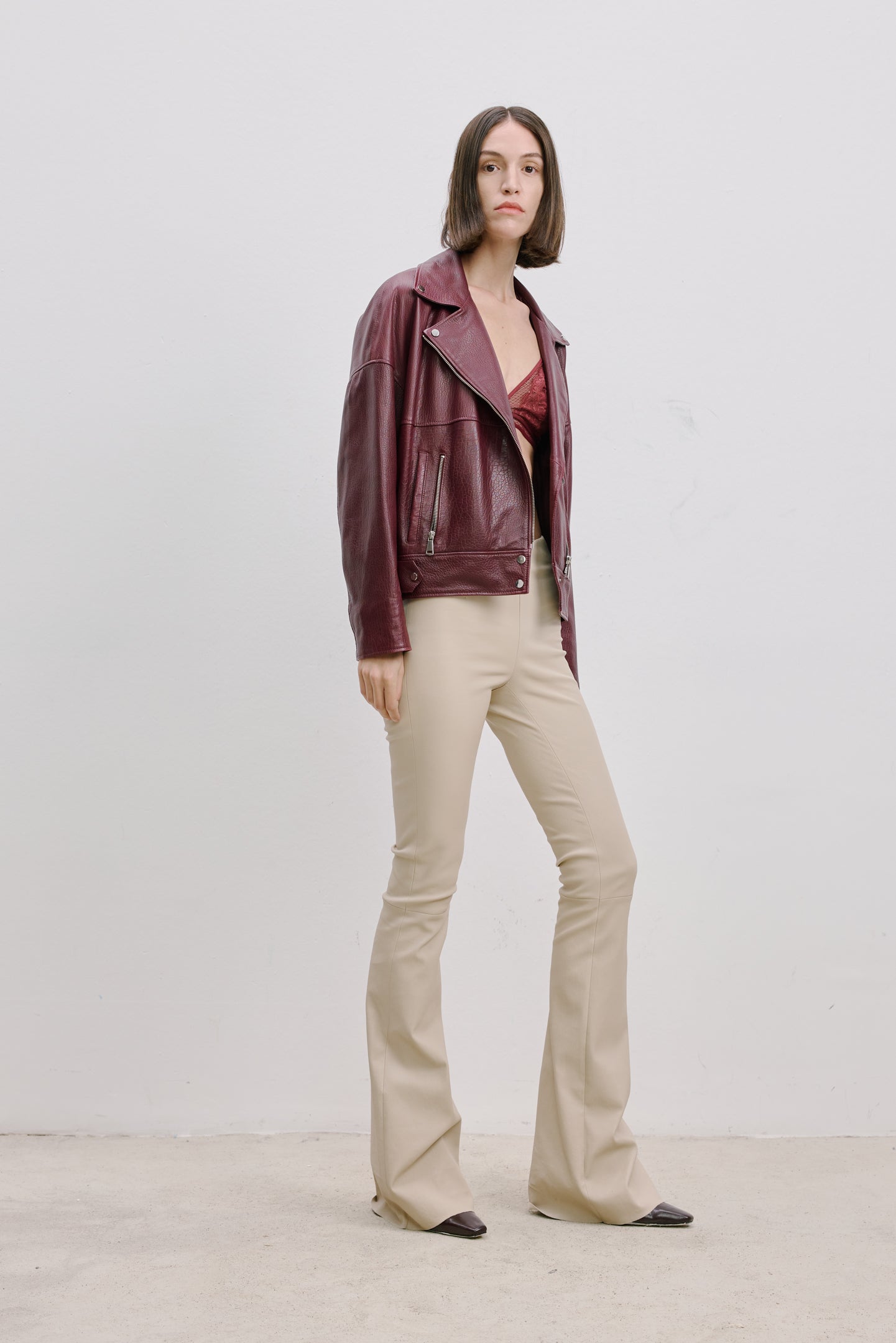 FLARED LEATHER PANTS