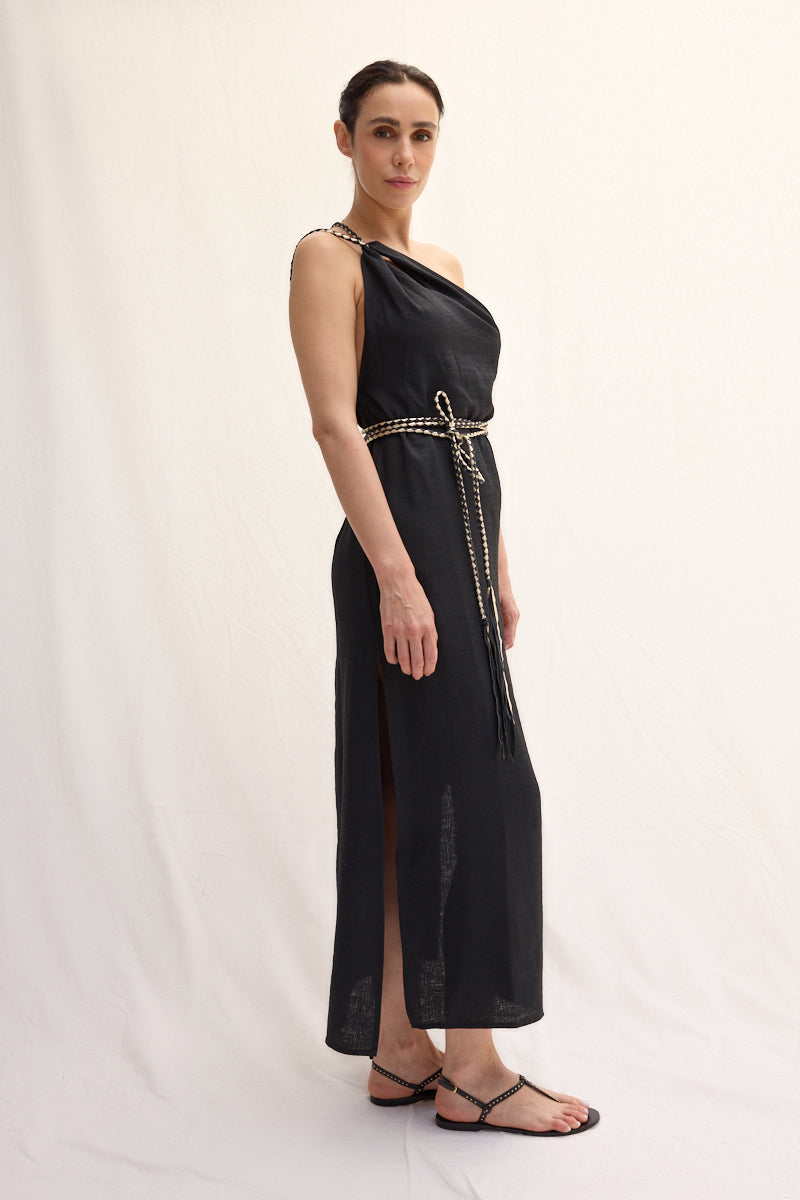Hand-braided Leather Strap Dress