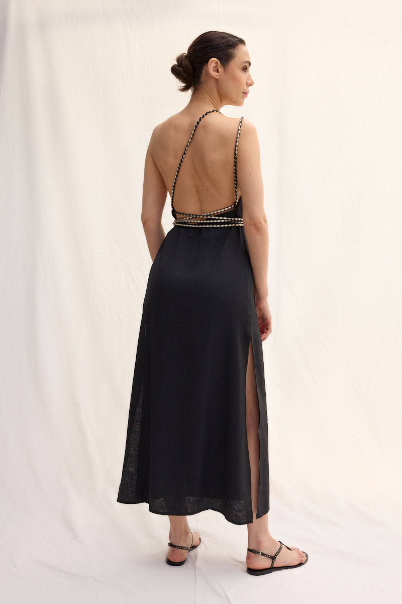 Hand-braided Leather Strap Dress