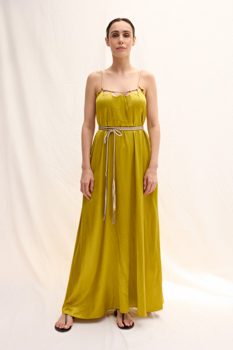 Hand-braided Leather Strap Dress