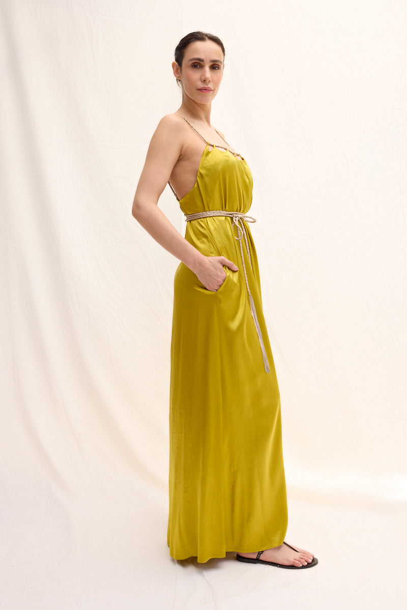 Hand-braided Leather Strap Dress