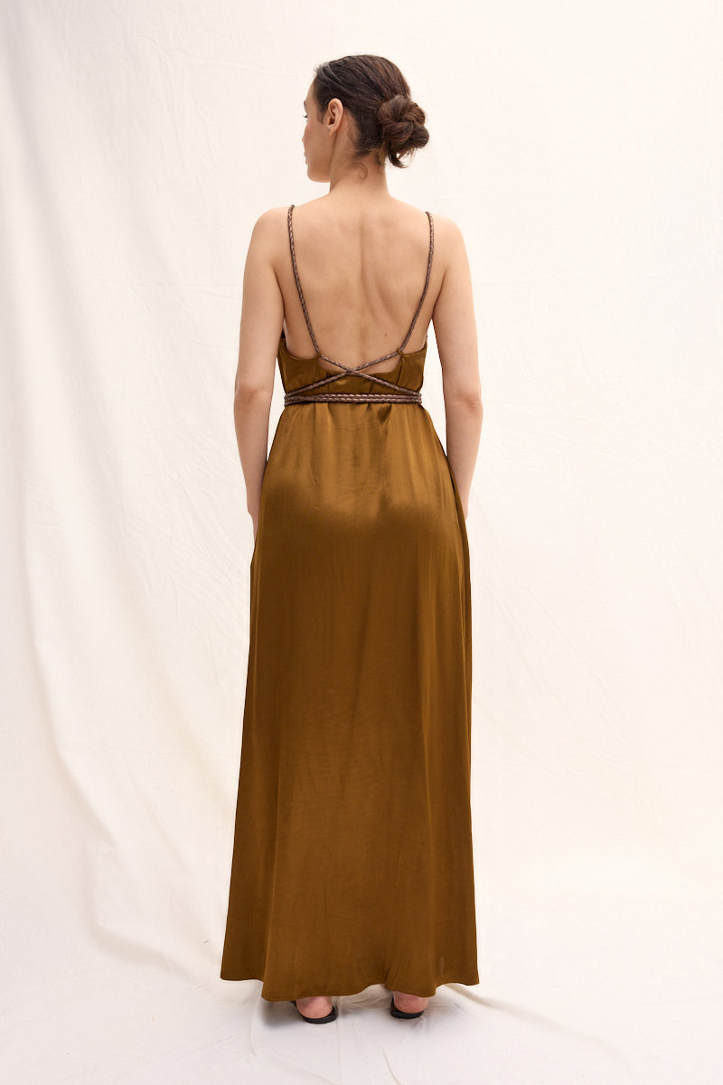 Hand-braided Leather Strap Dress