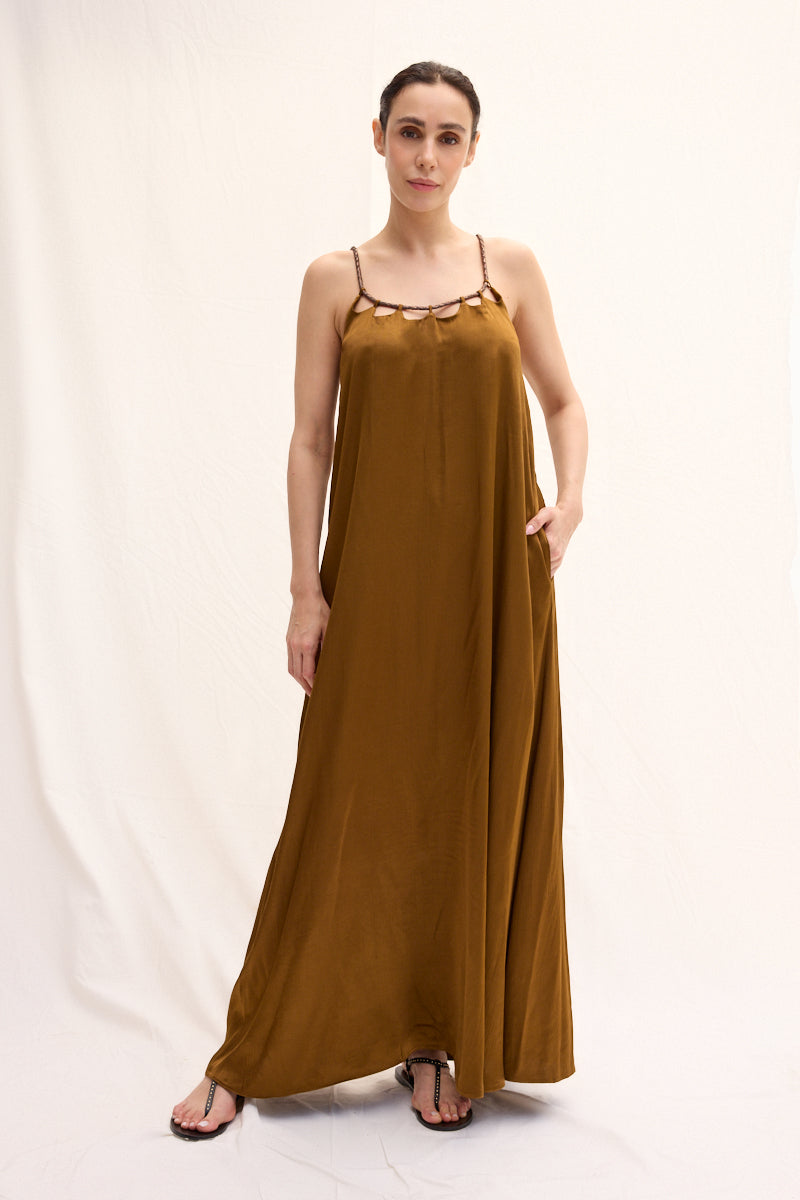 Hand-braided Leather Strap Dress