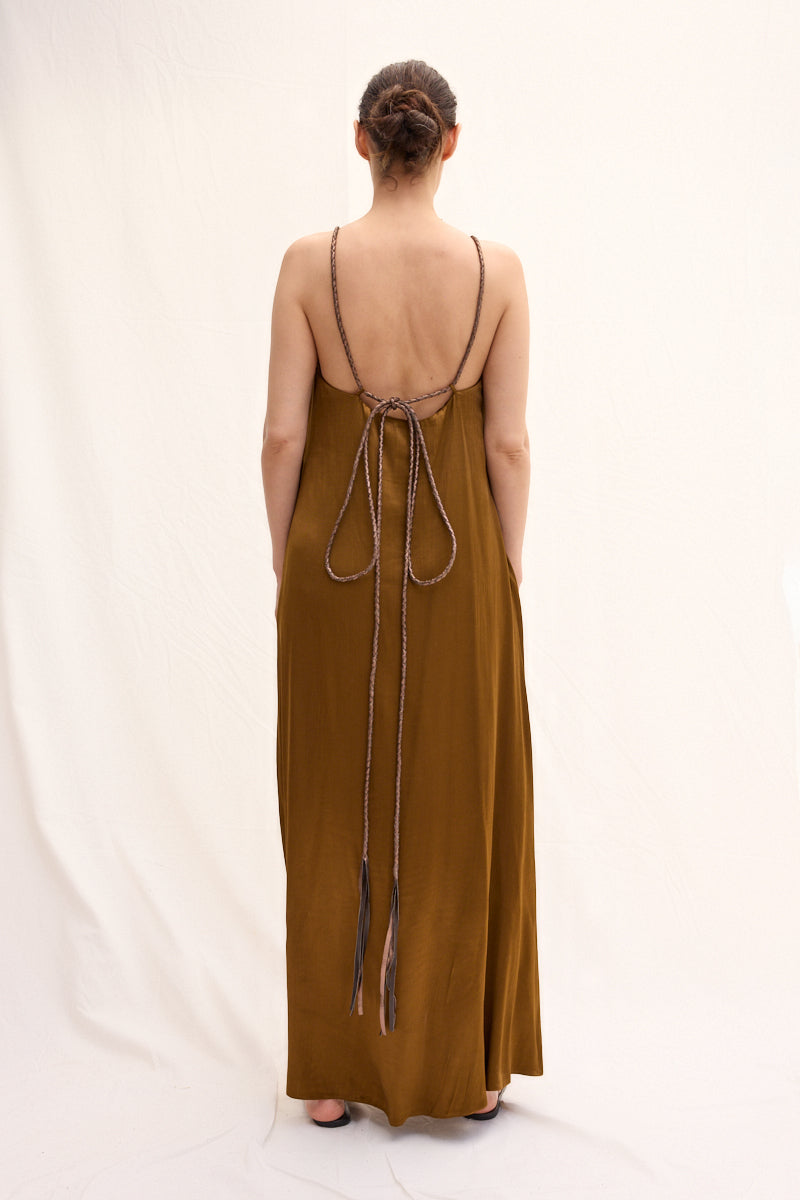 Hand-braided Leather Strap Dress