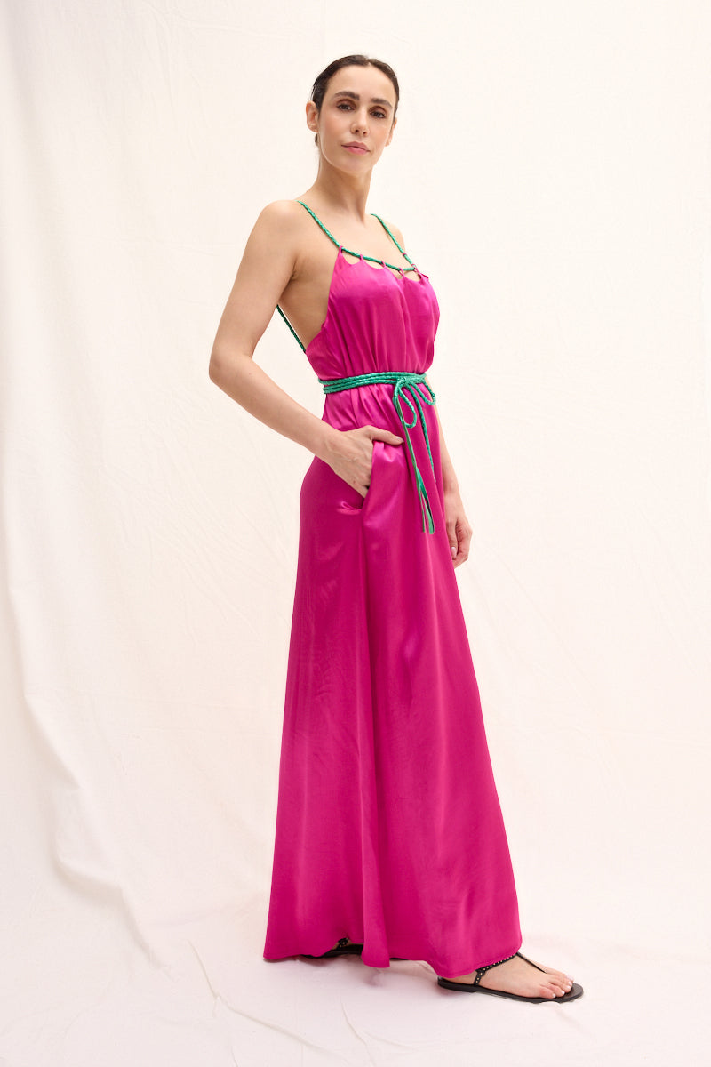 Hand-braided Leather Strap Dress