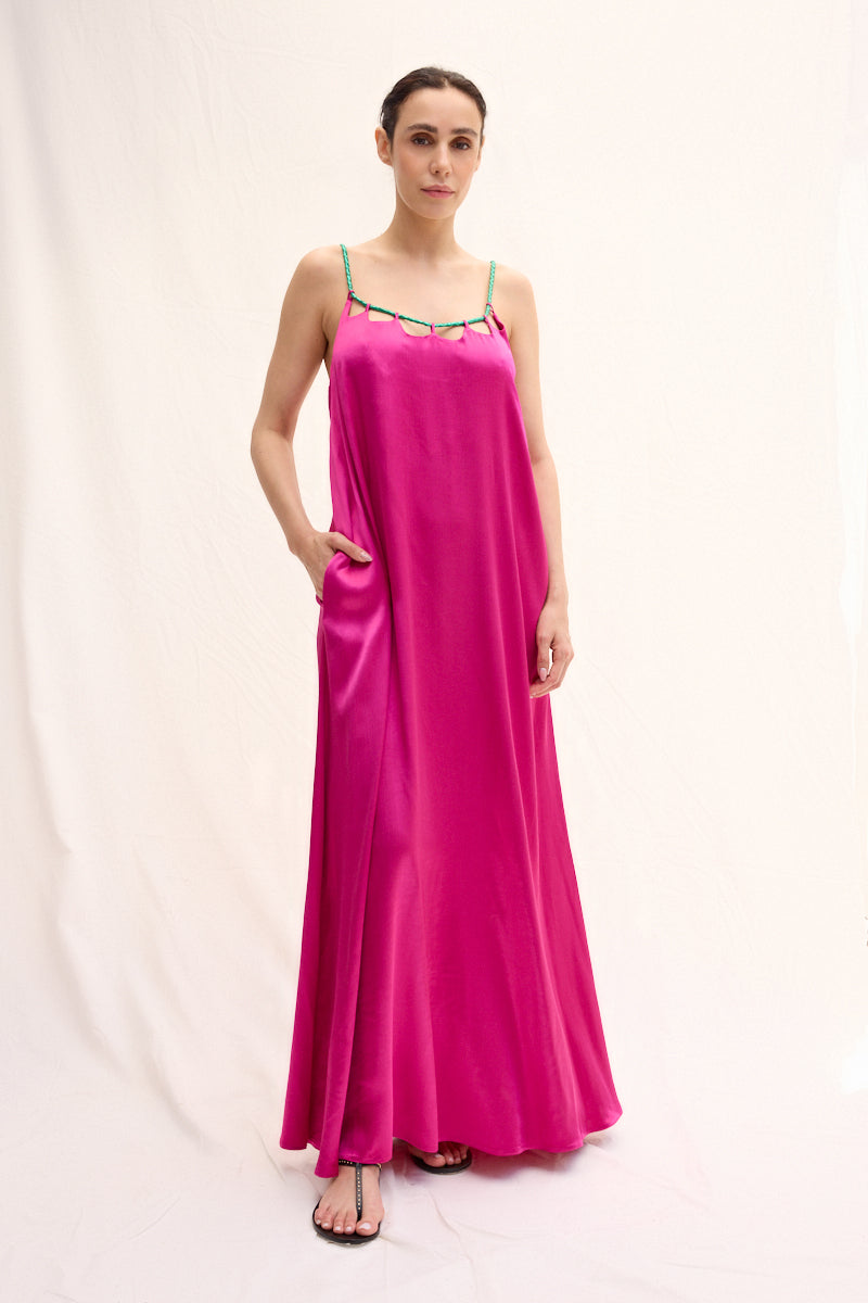 Hand-braided Leather Strap Dress