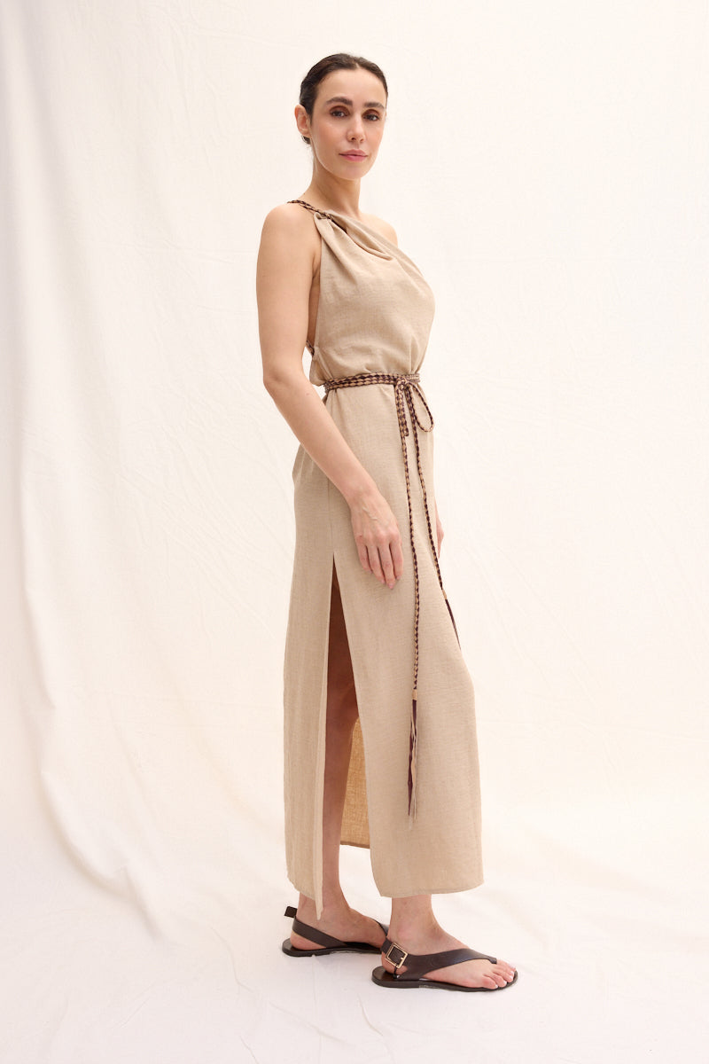 Hand-braided Leather Strap Dress