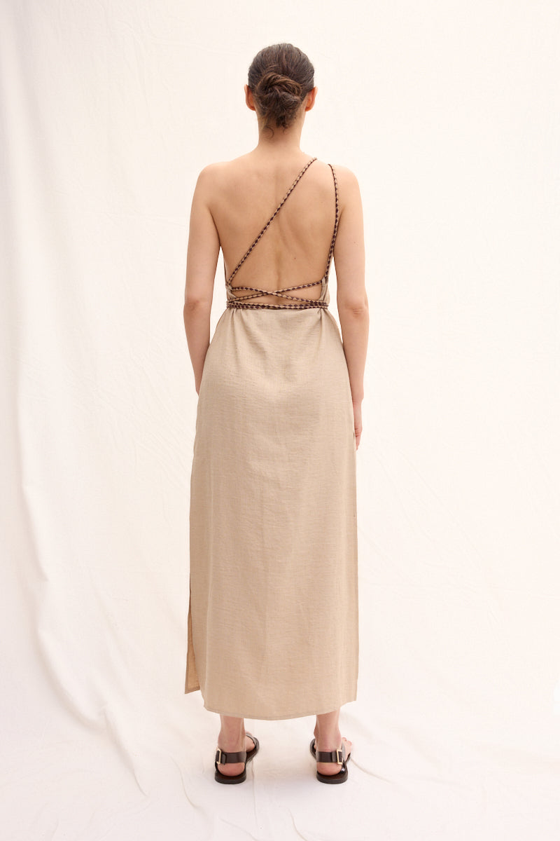 Hand-braided Leather Strap Dress