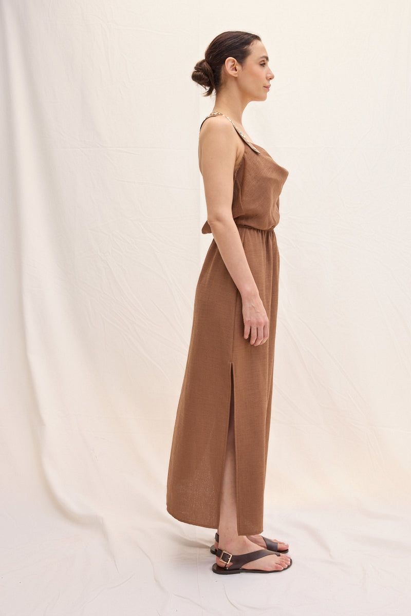 Studded Leather Strapped Dress