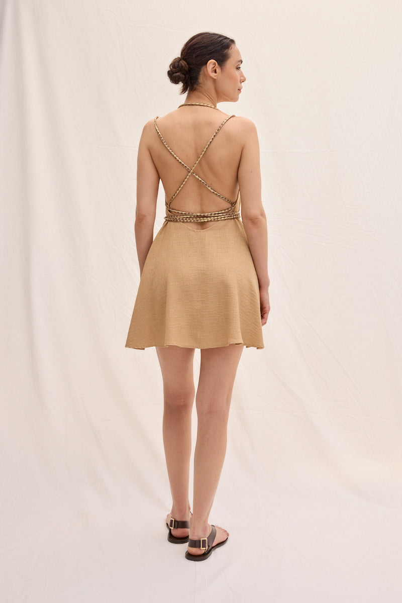 Hand-braided Leather Strap Dress