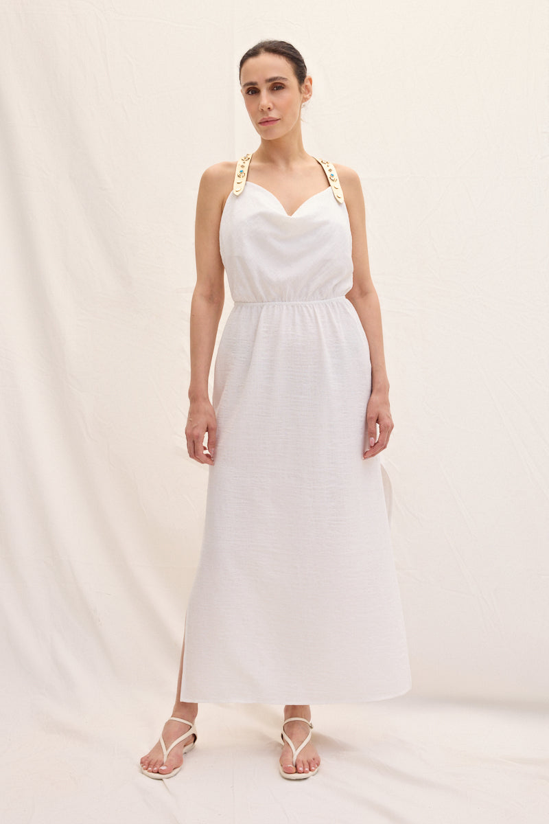 Studded Leather Strapped Dress