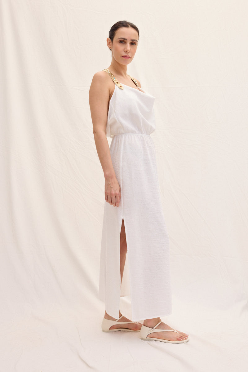 Studded Leather Strapped Dress