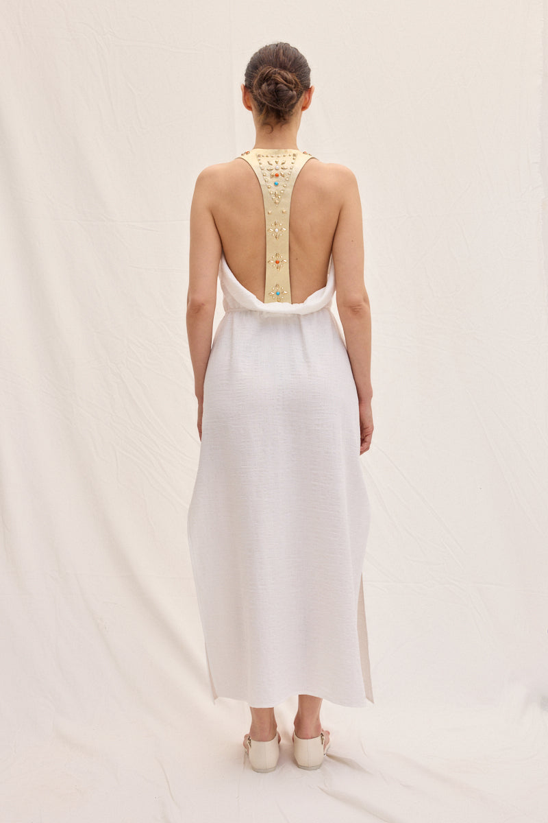 Studded Leather Strapped Dress