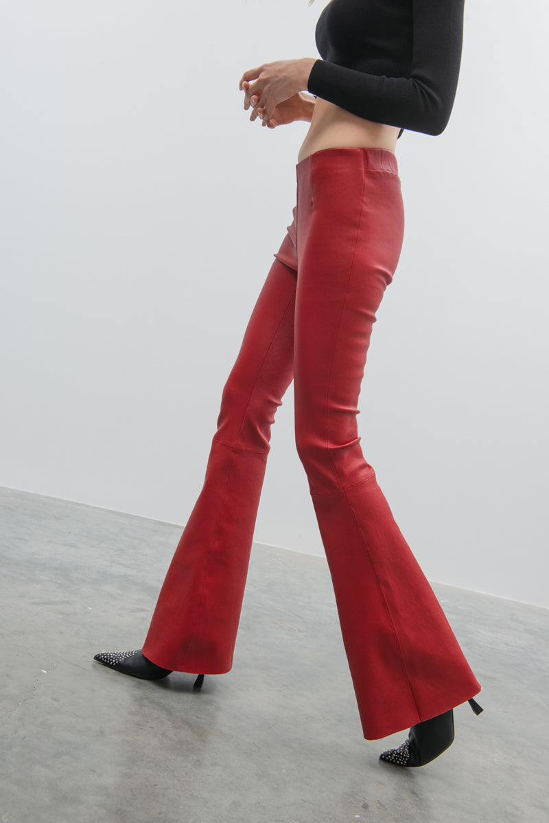 FLARED LEATHER PANTS