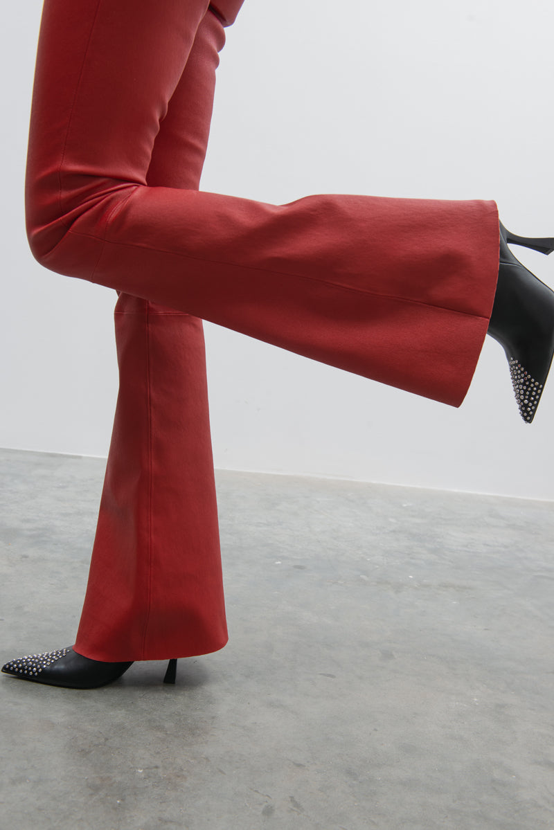FLARED LEATHER PANTS