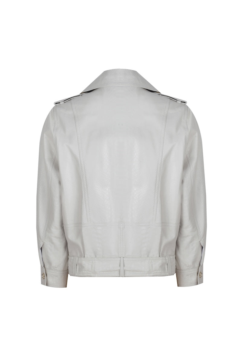 PYTHON PRINTED LEATHER JACKET