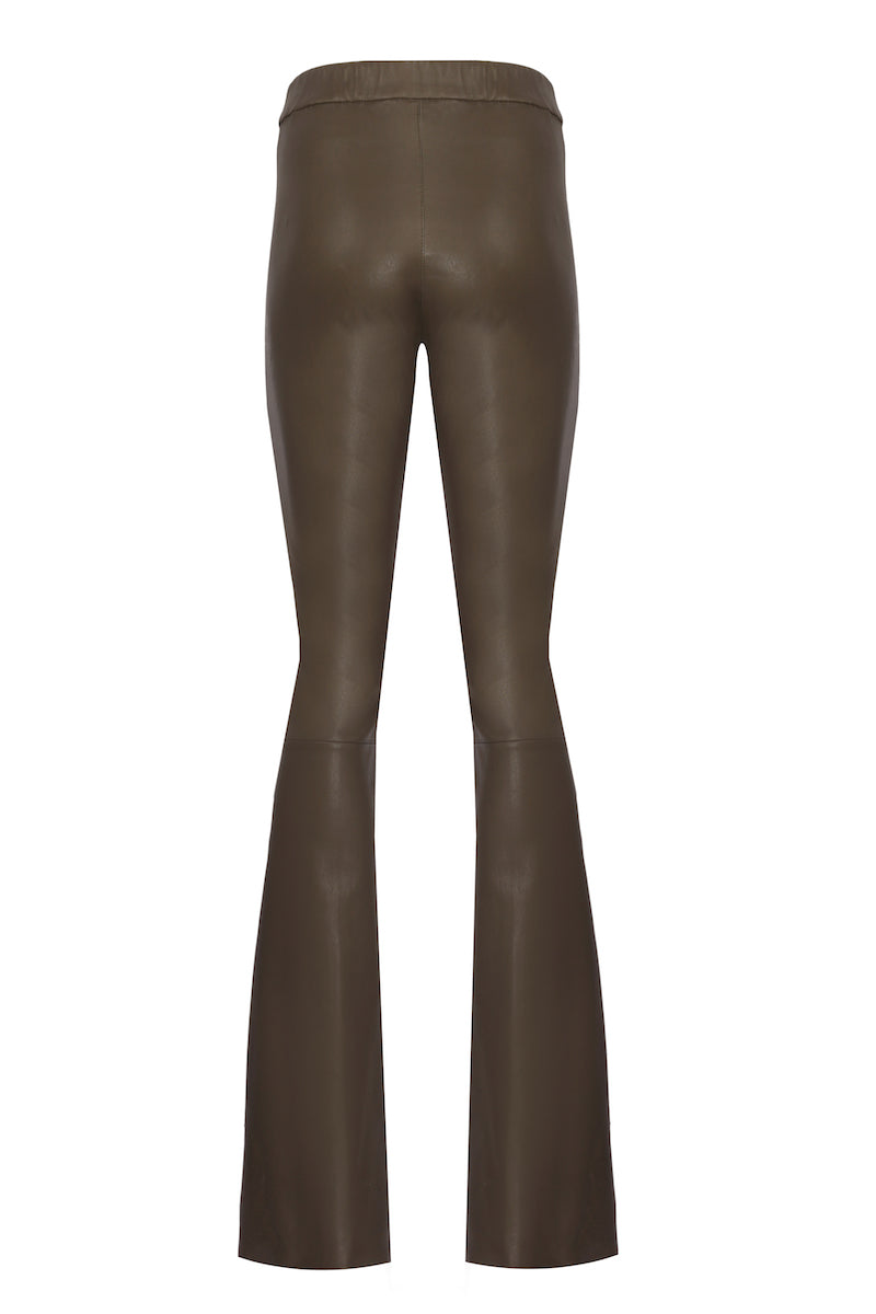 FLARED LEATHER PANTS