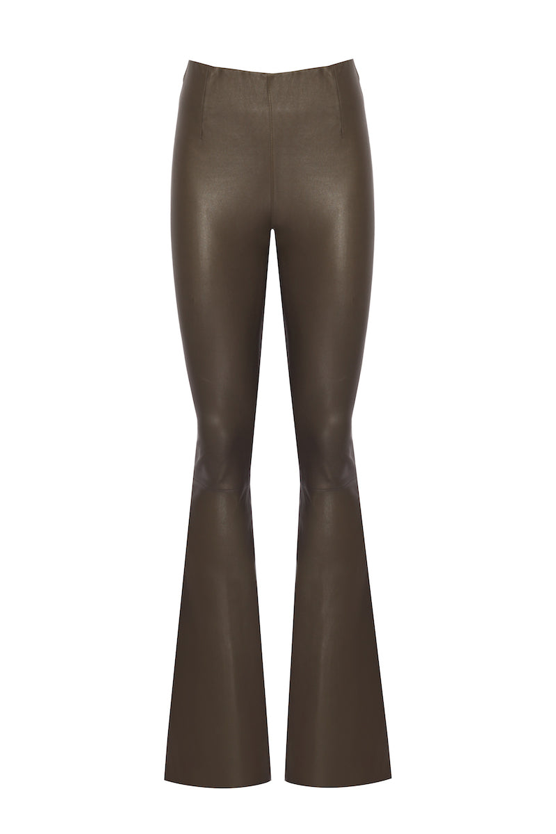 FLARED LEATHER PANTS