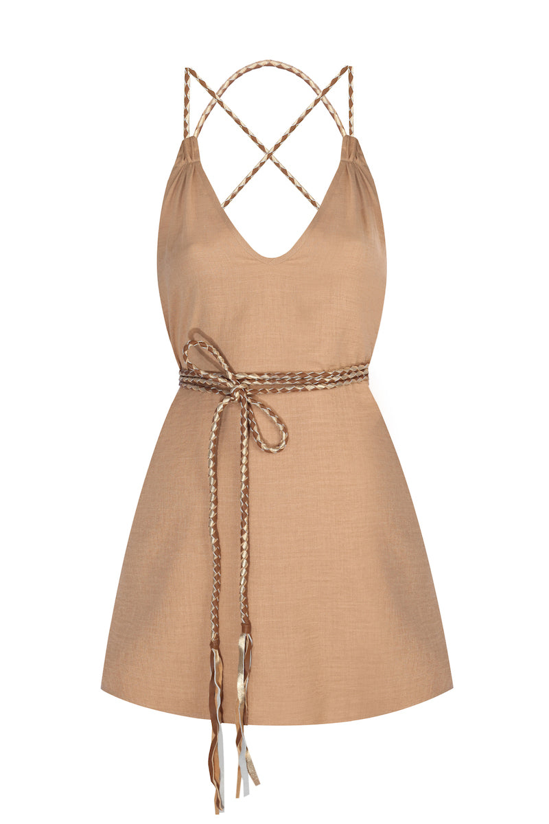 Hand-braided Leather Strap Dress