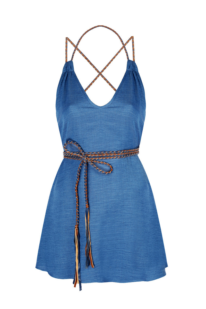 Hand-braided Leather Strap Dress